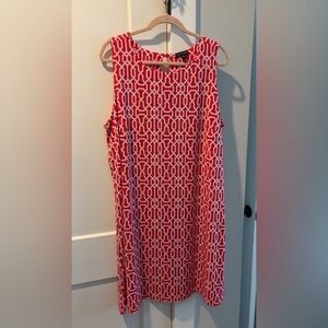 George Red and White Geometric-Patterned Dress